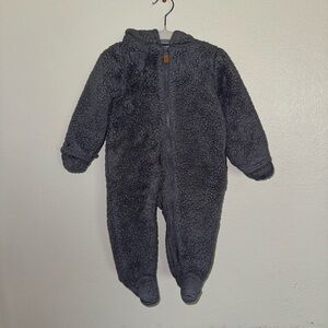 Carters Blue Sherpa Long-Sleeve Hooded Jumpsuit